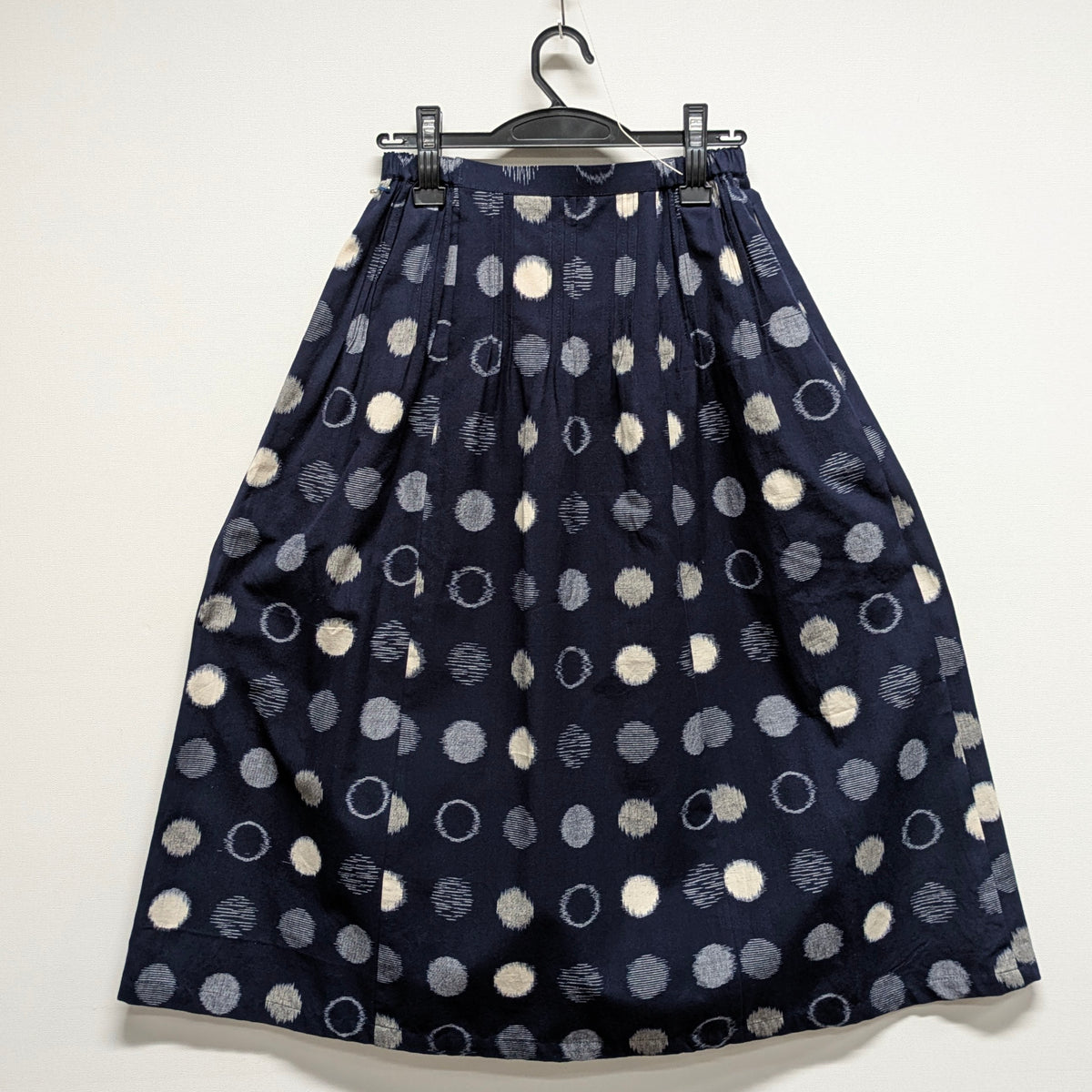 renacnatta 久留米絣リバーシブルスカート Reversible Skirt - Kurume Kasuri Straight Long - Fiori - Blu