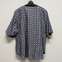 久留米絣　ラグラン半袖ブラウス　グレー/白　期間限定