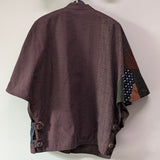 久留米絣　儀右エ門　ポンチョ　リバーシブル　茶