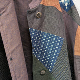 久留米絣　儀右エ門　ポンチョ　リバーシブル　茶