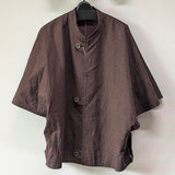 久留米絣　儀右エ門　ポンチョ　リバーシブル　茶