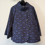 久留米絣　儀右エ門　ジャケット　ラグラン袖　裏付き　紺