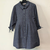 久留米絣　ブラウス　8分袖　文人絣　藍暦　紺