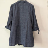 久留米絣　ブラウス　8分袖　文人絣　藍暦　紺