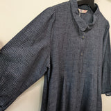 久留米絣　ブラウス　8分袖　文人絣　藍暦　紺