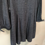 久留米絣　ブラウス　8分袖　文人絣　藍暦　紺