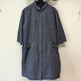 【SALE】久留米絣　ロングブラウス　紺/文人 S〜M　