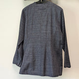 【SALE】久留米絣　銀行右エ門　ジャケットブラウス　文人　黒/白　