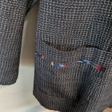 【SALE】久留米絣　銀行右エ門　ジャケットブラウス　文人　黒/白　