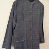 【SALE】久留米絣　銀行右エ門　ジャケットブラウス　文人　黒/白　