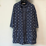 久留米絣　ジャケット風ブラウス　藍暦　紺/白　Lサイズ