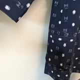 久留米絣　ジャケット風ブラウス　藍暦　紺/白　Lサイズ