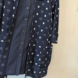 久留米絣　ジャケット風ブラウス　藍暦　紺/白　Lサイズ