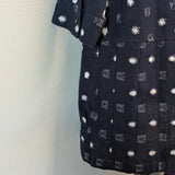 久留米絣　ジャケット風ブラウス　藍暦　紺/白　Lサイズ