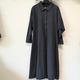 久留米絣　儀右エ門　スタイリッシュ　ロングワンピース　黒/白