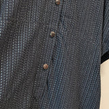 久留米絣　儀右エ門　スタイリッシュ　ロングワンピース　黒/白