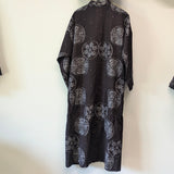 久留米絣　儀右エ門　ゆったり　ロングワンピース　鞠　黒/白