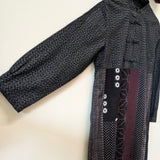 久留米絣　儀右ェ門　ロングワンピース チャイナ風　　スタンドカラー　黒/臙脂/白