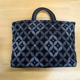 久留米絣　儀右ヱ門　トートバッグ　七宝菱形　濃紺/白/ブルー