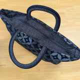 久留米絣　儀右ヱ門　トートバッグ　七宝菱形　濃紺/白/ブルー