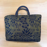 久留米絣　儀右ヱ門　トートバッグ　百花繚乱　黒/花/黄土色