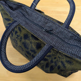 久留米絣　儀右ヱ門　トートバッグ　百花繚乱　黒/花/黄土色