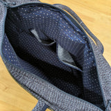 久留米絣　儀右ヱ門　トートバッグ　百花繚乱　黒/花/黄土色