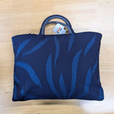 久留米絣　儀右ヱ門　トートバッグ　葉蘭　ネイビーブルー/水色　