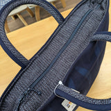 久留米絣　儀右ヱ門　トートバッグ　葉蘭　ネイビーブルー/水色　