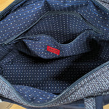 久留米絣　儀右ヱ門　トートバッグ　葉蘭　ネイビーブルー/水色　