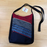 久留米絣　儀右エ門　ショルダーバッグ　5ファスナー 多ポケット　黒/赤/グレー/濃紺/紺