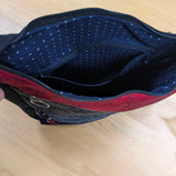 久留米絣　儀右エ門　ショルダーバッグ　5ファスナー 多ポケット　黒/赤/グレー/濃紺/紺