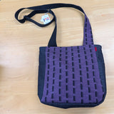 久留米絣　儀右エ門　ショルダーバッグ　ラインブロック　紫/グレー