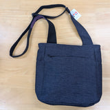 久留米絣　儀右エ門　ショルダーバッグ　ラインブロック　紫/グレー