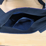 久留米絣　儀右エ門　ショルダーバッグ　ラインブロック　紫/グレー