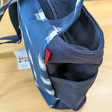 久留米絣　儀右エ門　ショルダーバッグ  白十字　濃紺/紺/白