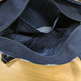 久留米絣　儀右エ門　ショルダーバッグ  白十字　濃紺/紺/白