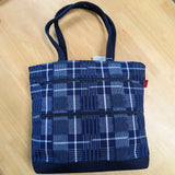 久留米絣　儀右エ門　トートバッグ　姉妹あみあみチェック　花紺/白