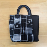 久留米絣　儀右エ門　トートバッグ　アジロ水玉　黒/白