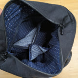 久留米絣　儀右エ門　トートバッグ　アジロ水玉　黒/白