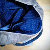 久留米絣　儀右エ門　トートバッグ　白樺マルチカラフル　ベージュ