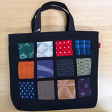 久留米絣　儀右ヱ門　井桁トートバッグ　黒/カラフル