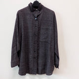 【SALE】久留米絣　長袖　ゆーったり　ブラウス　夏絣　紺　胸ポケット　Lサイズ　