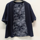 【SALE】久留米絣　半袖　ブラウス　紺　