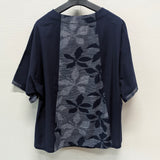 【SALE】久留米絣　半袖　ブラウス　紺　
