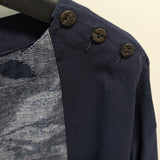 【SALE】久留米絣　半袖　ブラウス　紺　