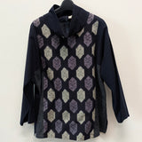 【SALE】久留米絣　長袖ブラウス　薄手　紺/紫/白/文人絣　