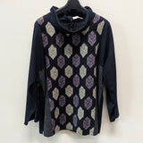 【SALE】久留米絣　長袖ブラウス　薄手　紺/紫/白/文人絣　