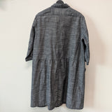 【SALE】【母の日プレゼント】久留米絣　前開きボタン　ロングブラウス　夏絣　やさしいグレー　8分袖　ギフト包装